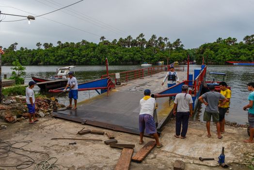 Barreirinhas, Brazil - 11 January 2019: small ferry boat at Barreirinhas on Brazil