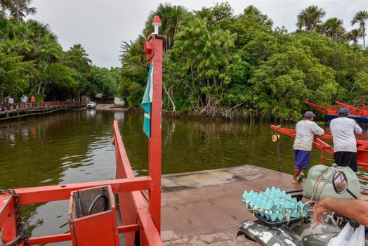 Barreirinhas, Brazil - 11 January 2019: small ferry boat at Barreirinhas on Brazil