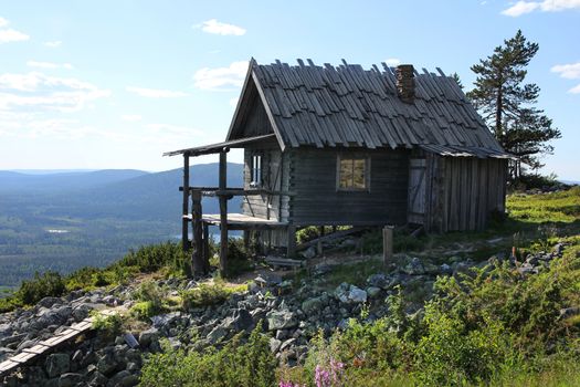 Santa Claus cottage on Lapland fell top in summer
