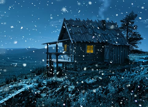Santa Claus secret cottage on Lapland fell top in first winter cold and snowfall