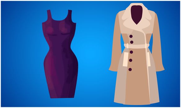 mock up illustration of fashion dress on abstract background