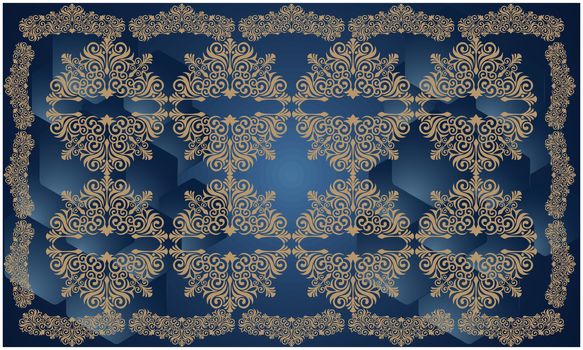 digital textile design of gold ornament art with border