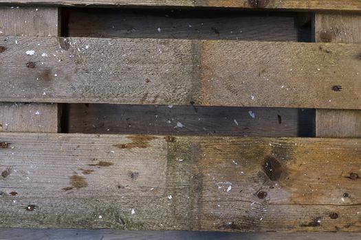 Very old wooden crates with some cracks in a close view