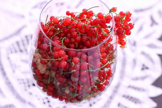 Yellow and red currant in balloon wine glass