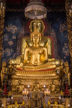 Bangkok, Thailand - August 25, 2019 : Wat Ratchanatdaram and Loha Prasat (iron castle) is buddhist temple (wat) located between RatchadamnoenKlang and MahaChai Road, in Phra Nakhon district, Bangkok.