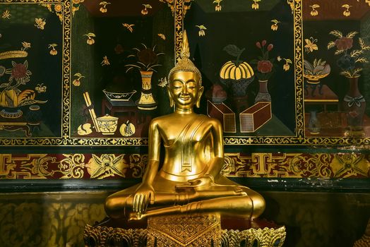 Ayutthaya, Thailand -July, 31, 2018 : Golden Buddha in Wat Phanan Choeng, Buddha statue of Ayutthaya, Thailand