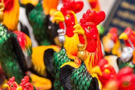 Chicken statue for worship at the temple