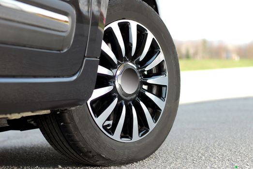 Wheel on a black sport car