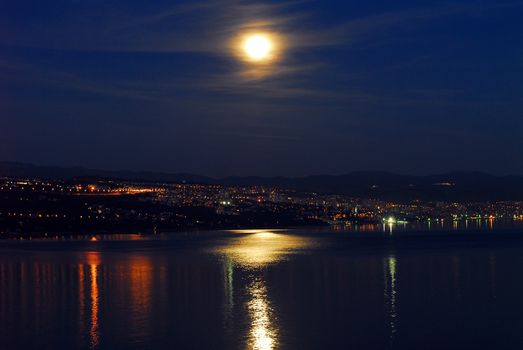 Night view of Rijeka Croatia