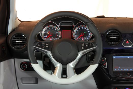 steering wheel in the new modern car