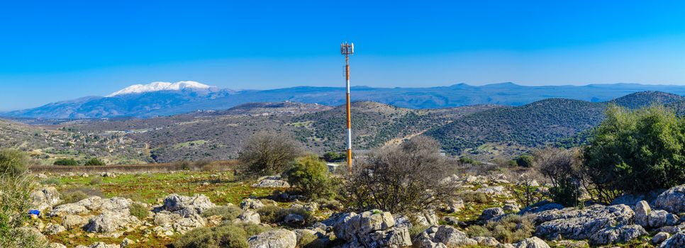 View of the Hula Valley and Mount Hermon, Northern Israel