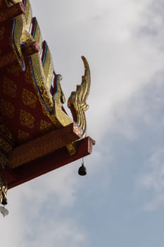 Bangkok, Thailand - December 7, 2015 : Thai art on roof at Thai temple (Wat Thai).