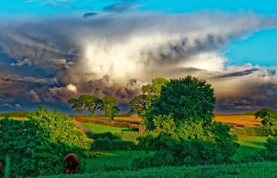 Ominous and threatening storm clouds presage the coming weather.