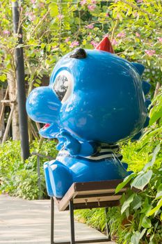 Bangkok, Thailand - March 13, 2016 : Godji is name of PTT petroleum oil Thailand mascot show in gas station