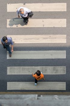 Bangkok, Thailand - March 31, 2016 : Crosswalk or Zebra crossing in Bangkok city. Bangkok is the capital and the most populous city of Thailand.