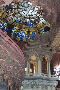 Samut Prakan, Thailand - March 27, 2016 : Art on roof at Erawan Museum is a museum in Samut Prakan, Thailand. It is well known for its giant three-headed elephant art display.