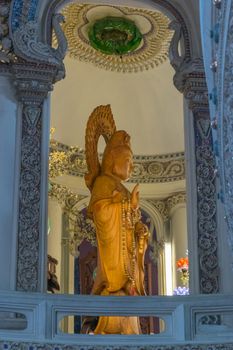 Samut Prakan, Thailand - March 27, 2016 : Guanyin statue at Erawan Museum is a museum in Samut Prakan, Thailand. It is well known for its giant three-headed elephant art display.