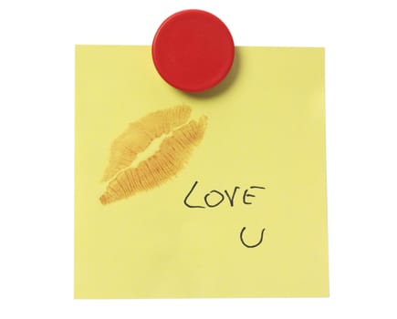 Yellow adhesive note and love you note.