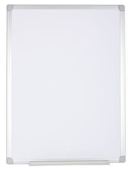 Magnetized empty whiteboard isolated on white background.