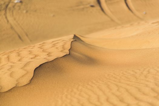 A small sand dune in the desert of Dubai.