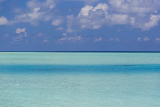 Crystal clear water in Maldives. There is a contrast in the water depending on the depth.