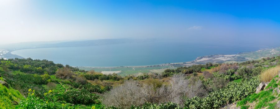 Panoramic view of the Sea of Galilee, from the east, Northern Israel