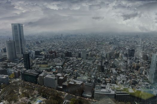Fantastic view of the skyline of Tokyo, Japan with a dramatic look.