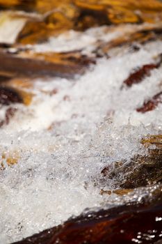 Beautiful landscape in Huelva, Rio Tinto, small cascade with water flowing