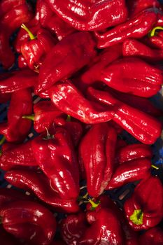 Red peppers in a organic supermarket