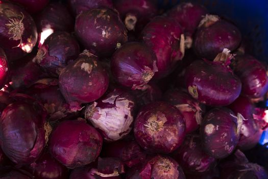 Red onion in a organic supermarket