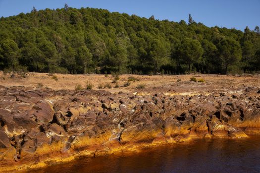 Beautiful landscape in Rio Tinto with forest at background.