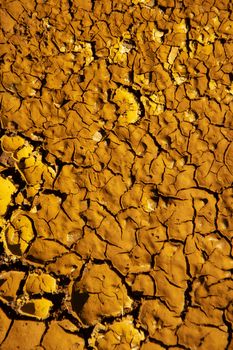 Yellow dried mud in rio Tinto, Huelva.