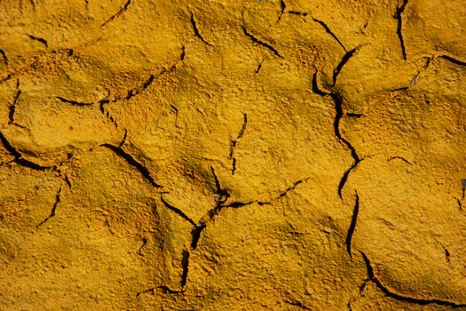 Yellow dried mud in rio Tinto, Huelva.