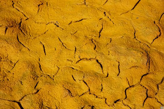 Yellow dried mud in rio Tinto, Huelva.
