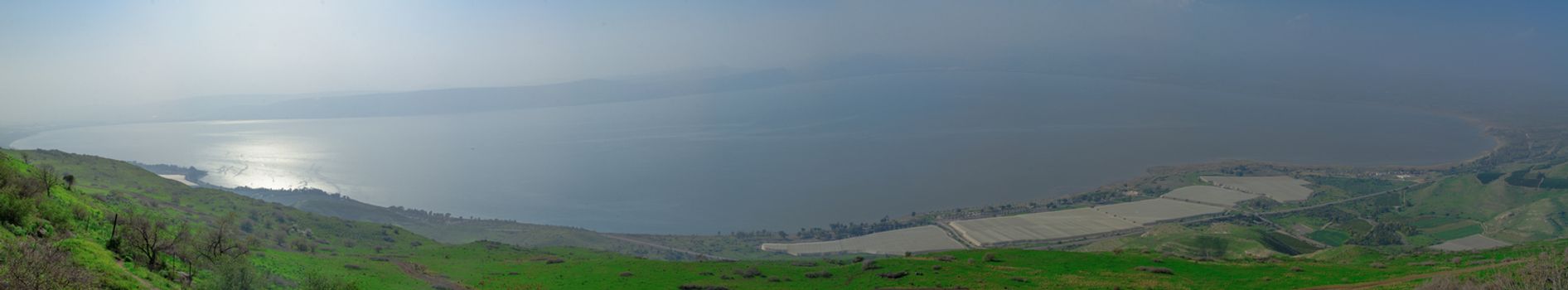 Panoramic view of the Sea of Galilee, from the east, Northern Israel
