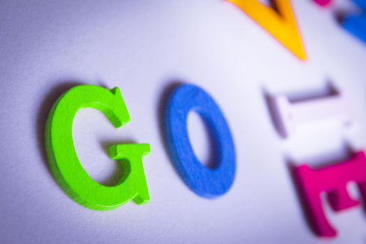 Colorful letters that make up the word go