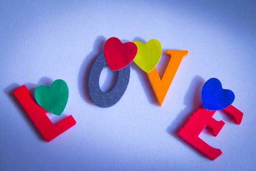 Word love made with wood letters