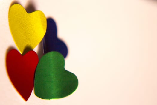 Red and gold shiny hearts isolated