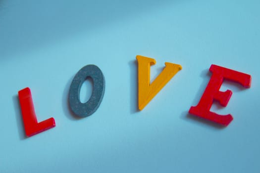 Word love made with wood letters