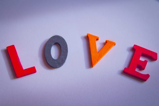 Word love made with wood letters