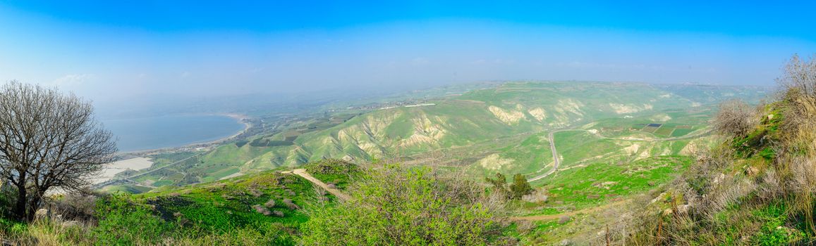 Panoramic view of the Golan Heights and the northern part of the Sea of Galilee, Northern Israel