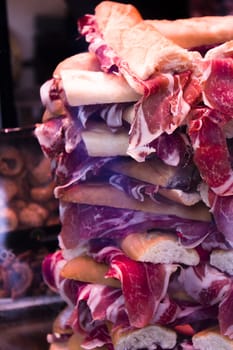 Mountain of Iberian pork ham sandwiches