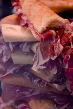 Mountain of Iberian pork ham sandwiches
