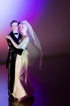 Newlyweds embraced bride and groom