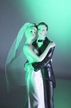 Newlyweds embraced bride and groom