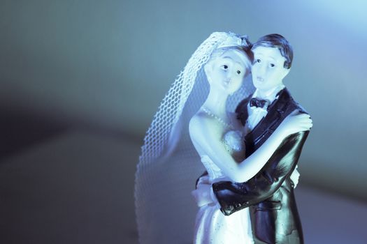 Newlyweds embraced bride and groom