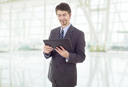 businessman using touch pad of tablet pc, at the office