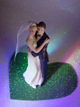 Newlyweds embraced bride and groom