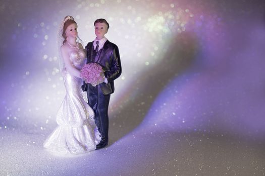Newlyweds embraced bride and groom