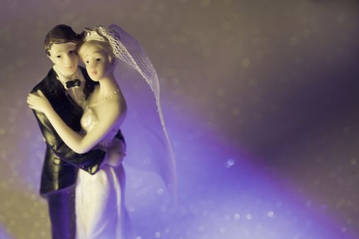 Newlyweds embraced bride and groom